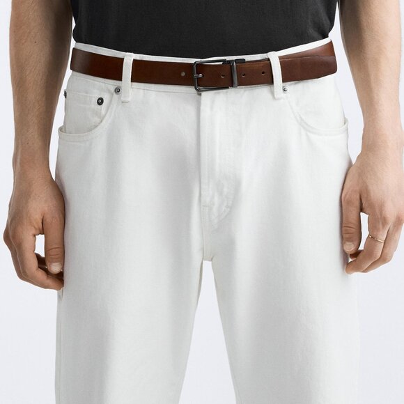 Zara black brown reversible gunmetal buckle mens belt - Picture 1 of 9